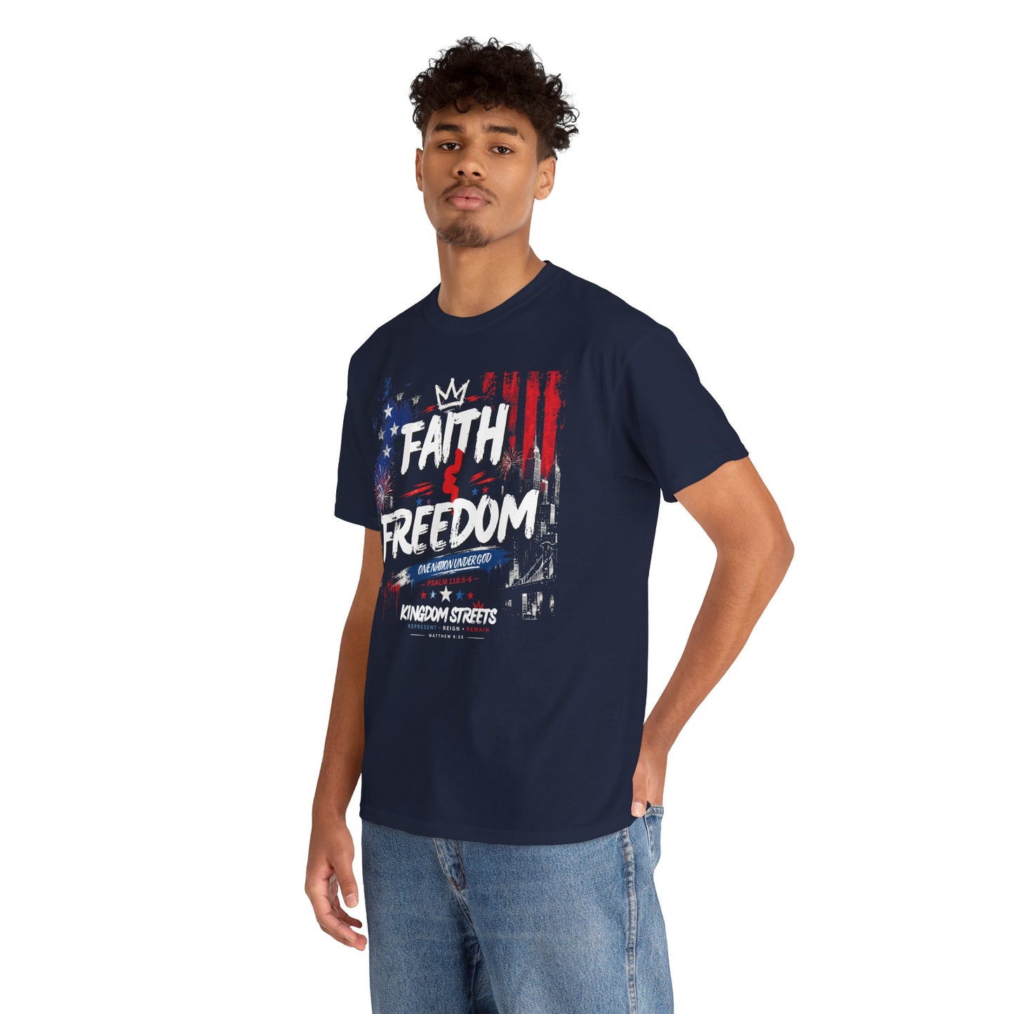 Faith & Freedom T-Shirt — Patriotic Christian Graphic Tee (Kingdom Streets)