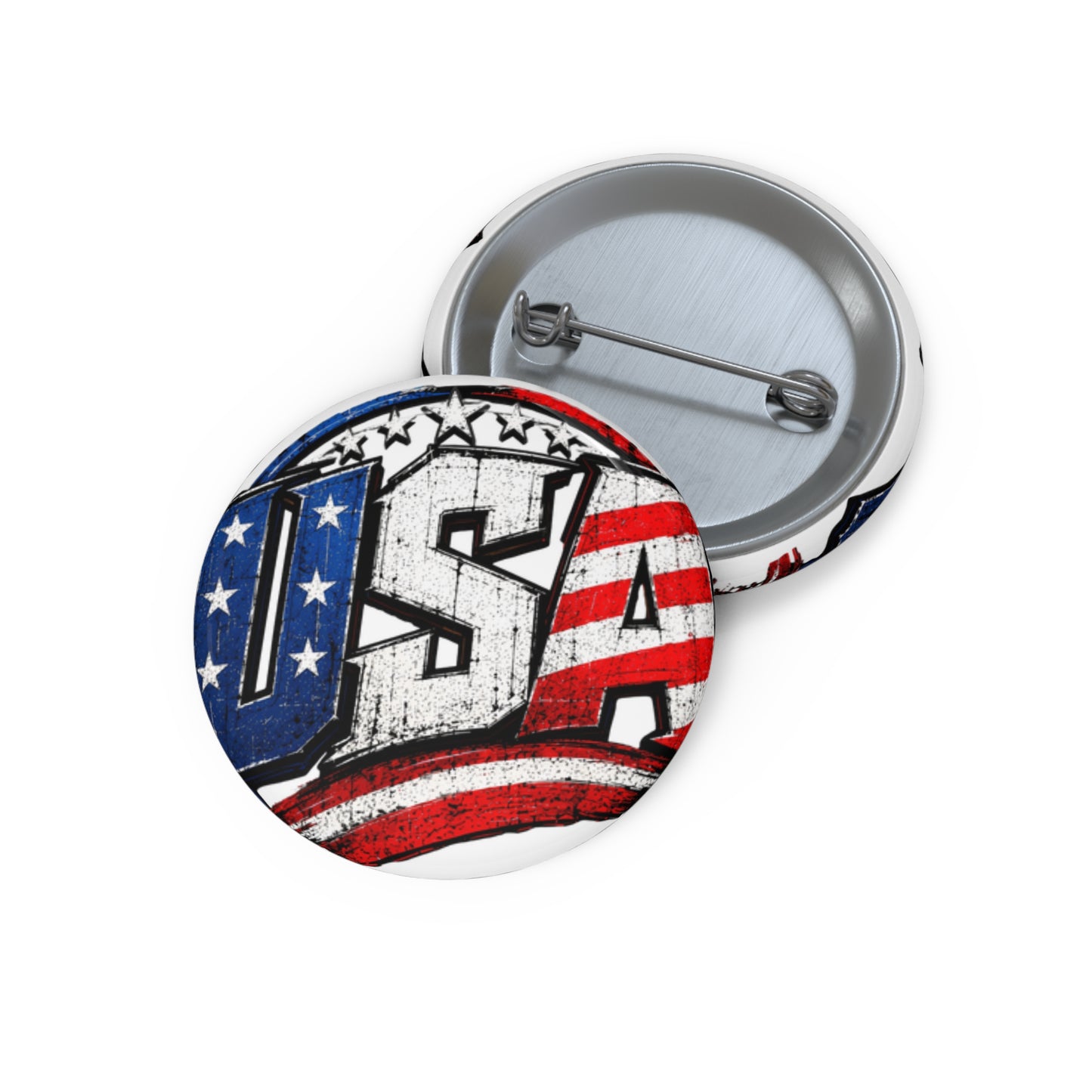 USA Flag Pin Button — Patriotic Round Lapel Pin for Fourth of July, Veterans, Parades