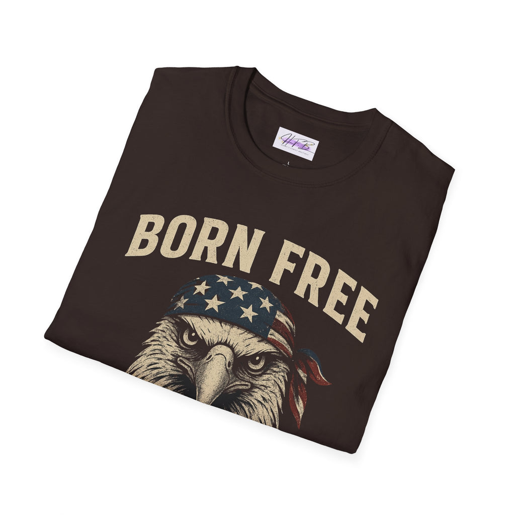 Born Free, Born Again Eagle Unisex Softstyle T-Shirt, Patriotic Graphic Tee for Independence Day, Memorial Day, Labor Day, Casual Wear, Gift