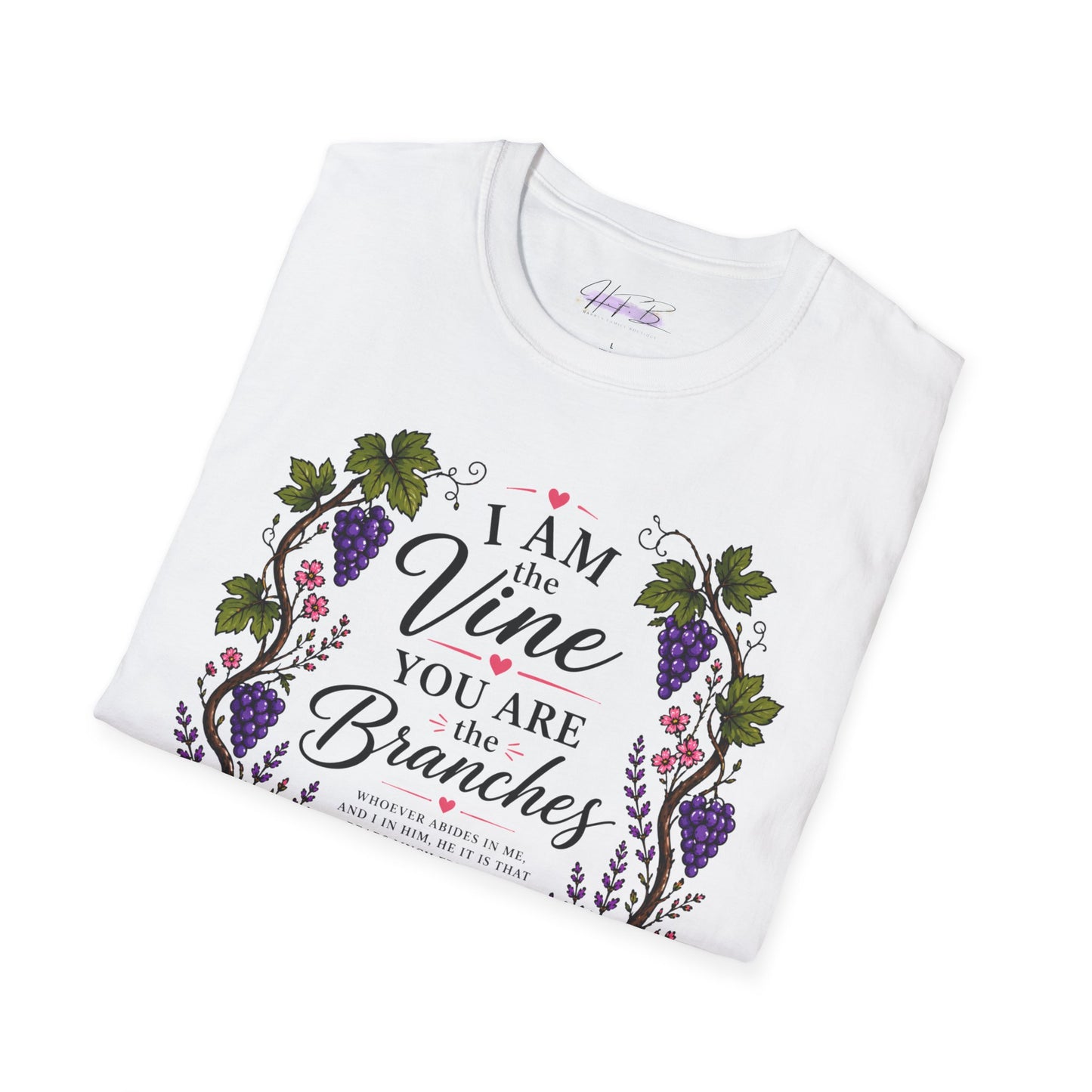 T-Shirt — "I Am the Vine, You Are the Branches" Floral Christian Graphic Tee