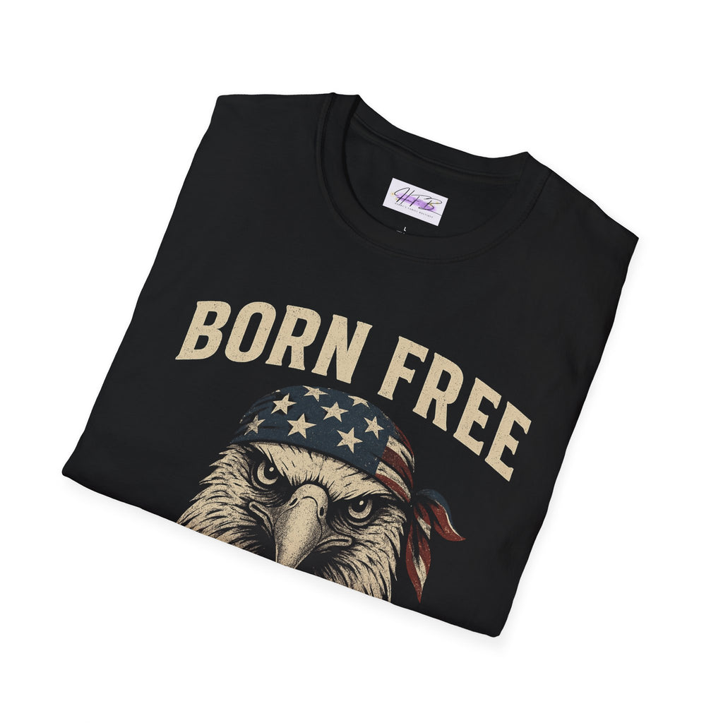 Born Free, Born Again Eagle Unisex Softstyle T-Shirt, Patriotic Graphic Tee for Independence Day, Memorial Day, Labor Day, Casual Wear, Gift