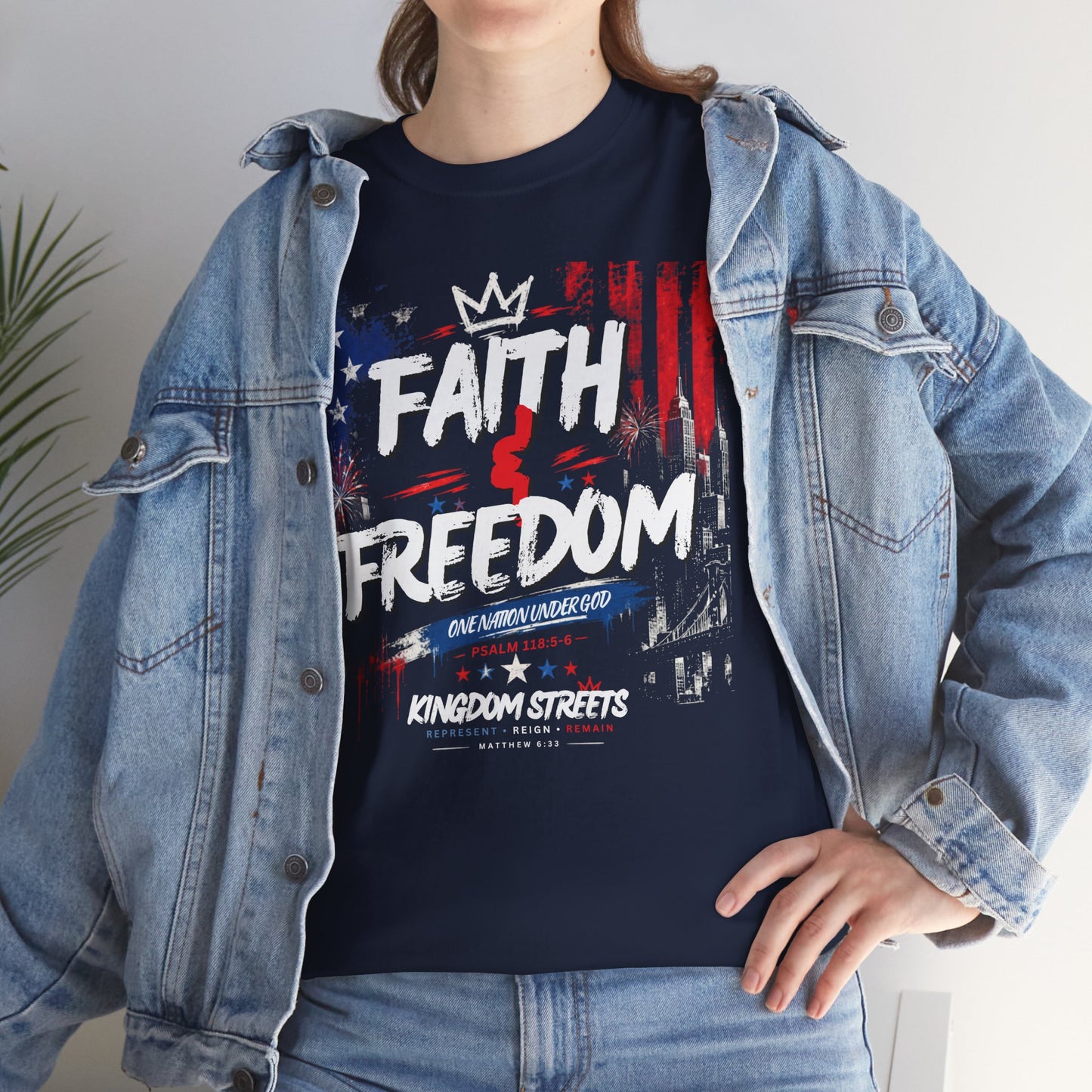 Faith & Freedom T-Shirt — Patriotic Christian Graphic Tee (Kingdom Streets)