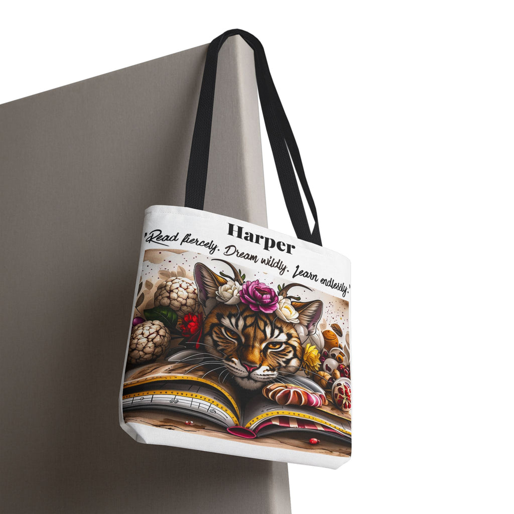 Personalized Reading Tote Bag | Custom Name Tote | Book Lover Bag | Library Bag | Reading Tiger Tote | Dream Wildly Book Bag