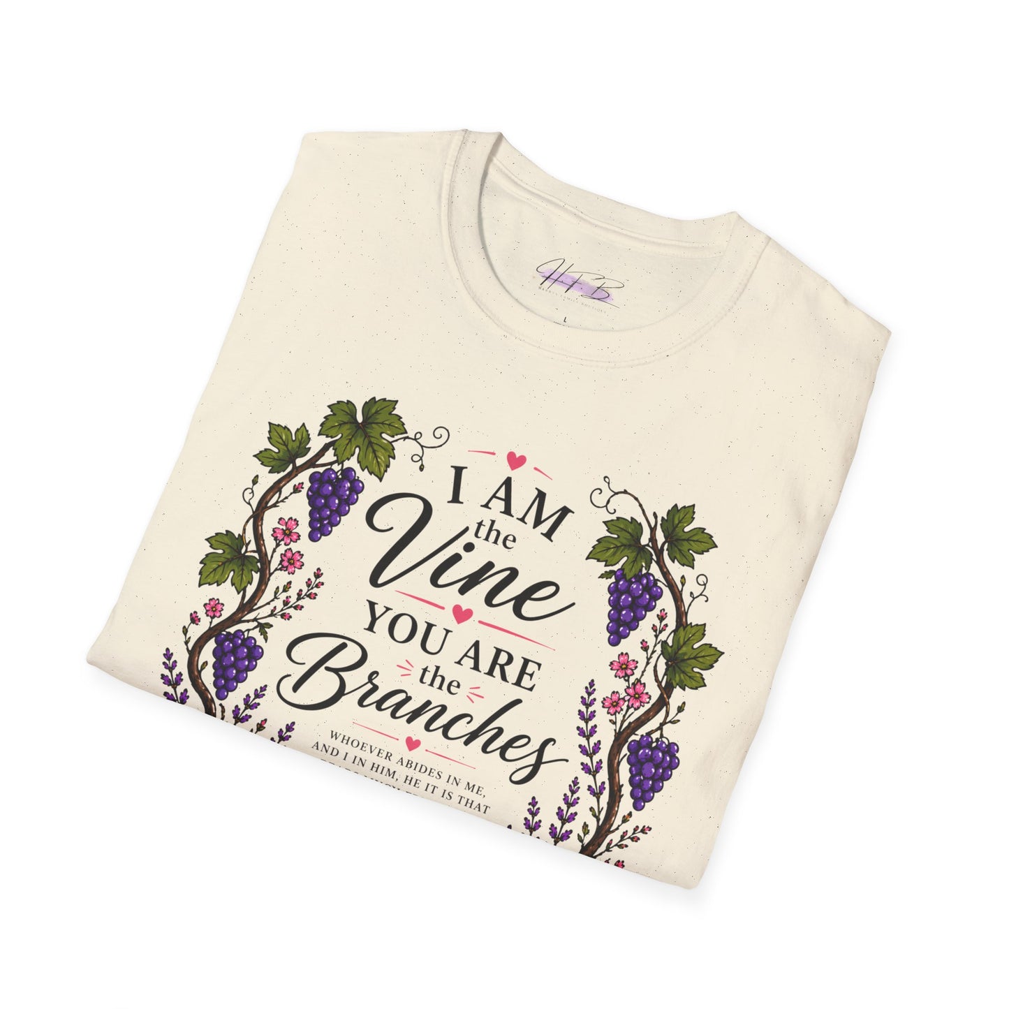 T-Shirt — "I Am the Vine, You Are the Branches" Floral Christian Graphic Tee