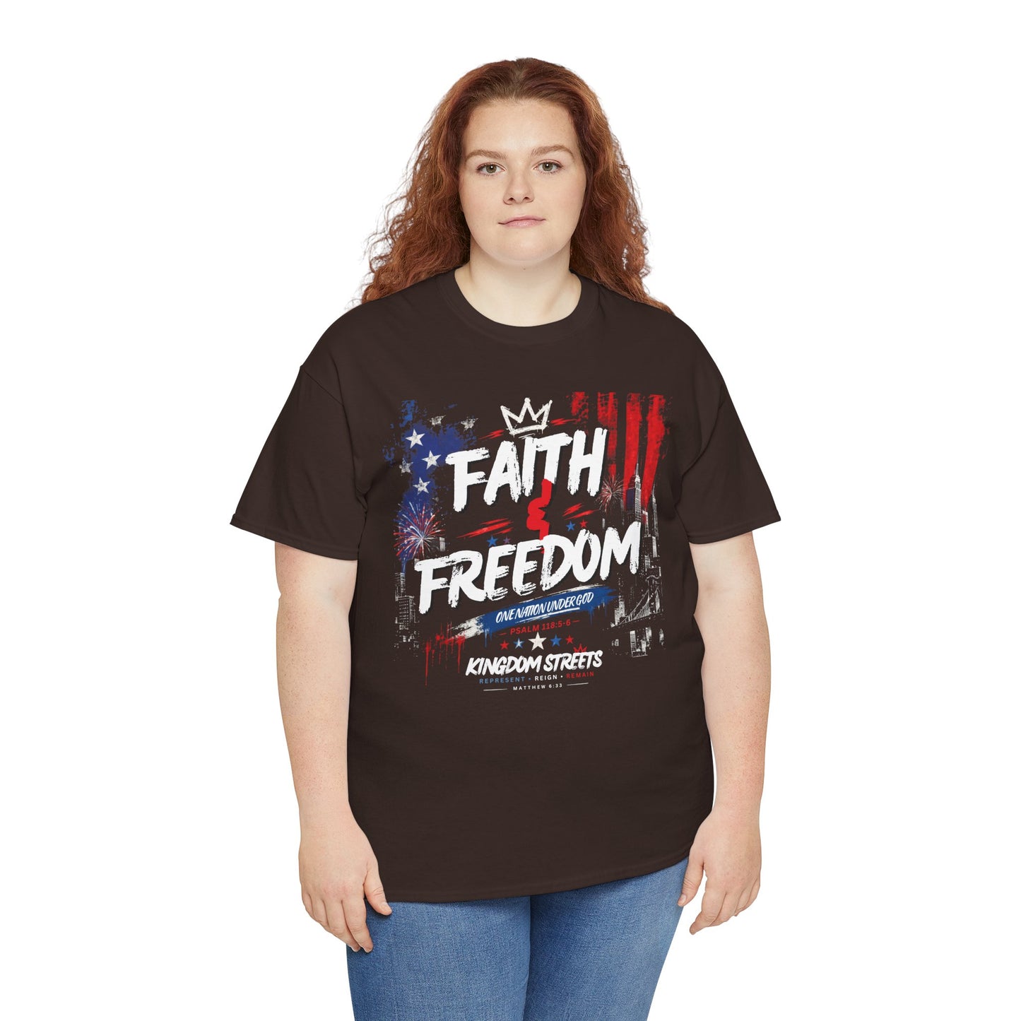 Faith & Freedom T-Shirt — Patriotic Christian Graphic Tee (Kingdom Streets)