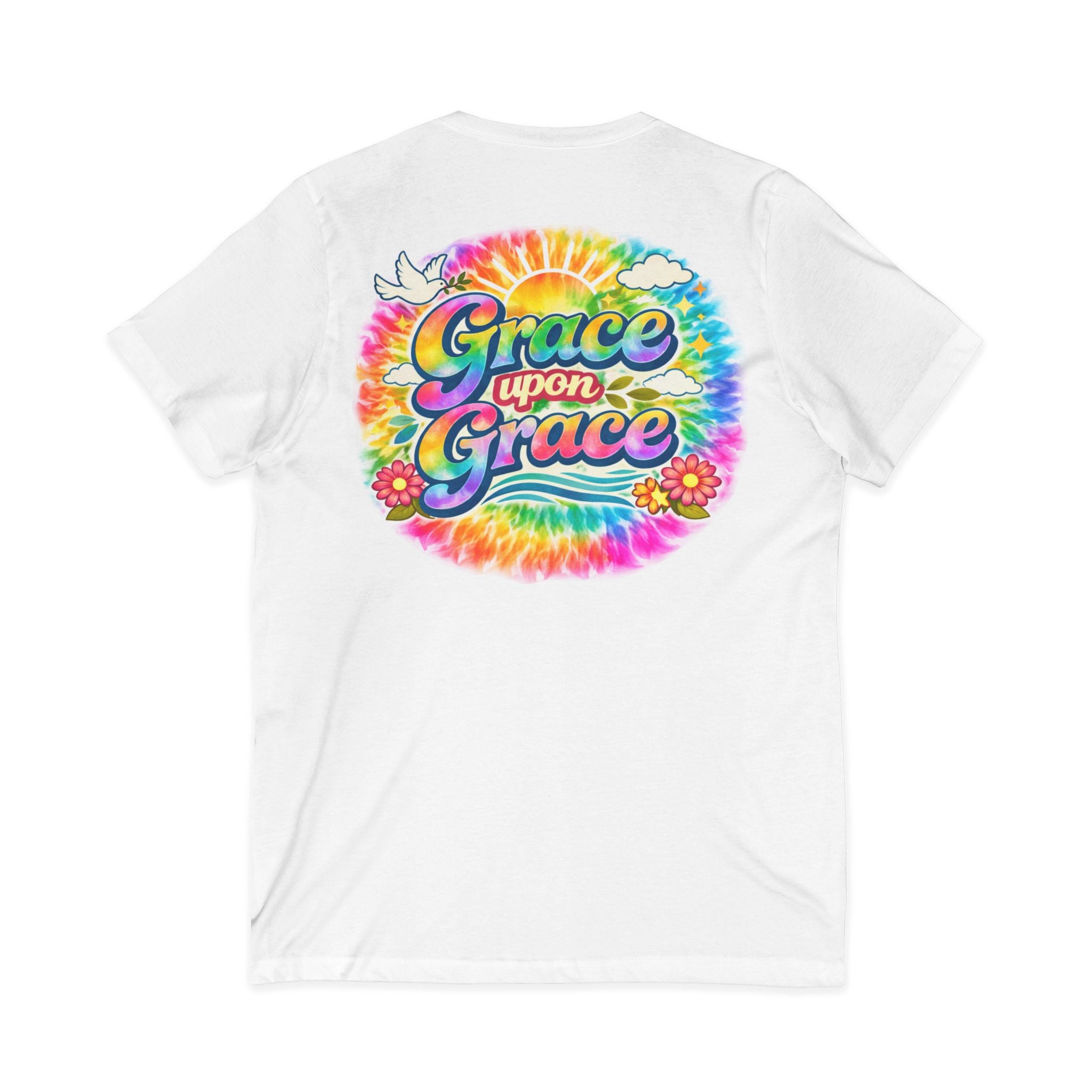 Grace Upon Grace tie dye graphic tee | V-neck T-Shirt