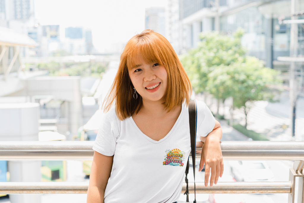 Grace Upon Grace tie dye graphic tee | V-neck T-Shirt