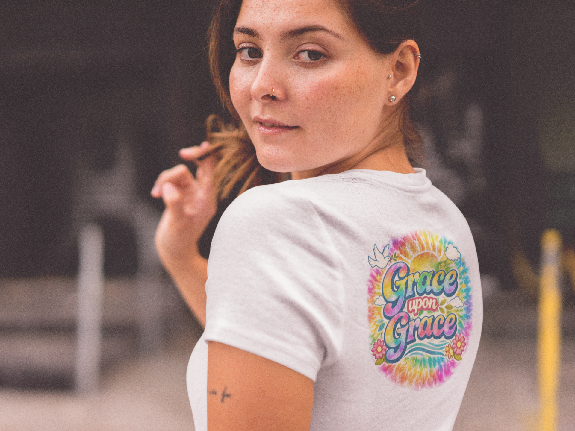 Grace Upon Grace tie dye graphic tee | V-neck T-Shirt