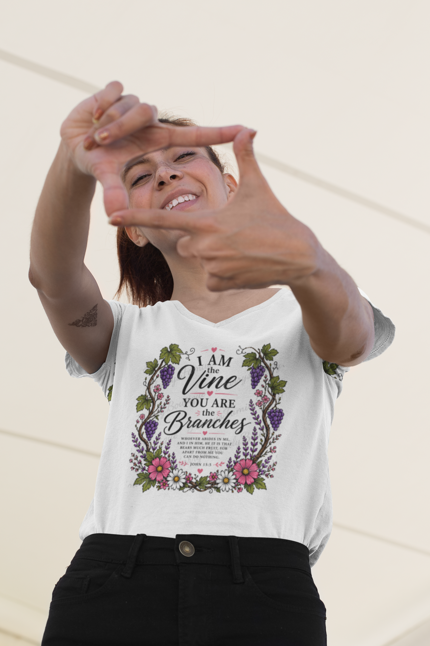 I Am the Vine You Are the Branches T-Shirt | Floral Vine Scripture Tee