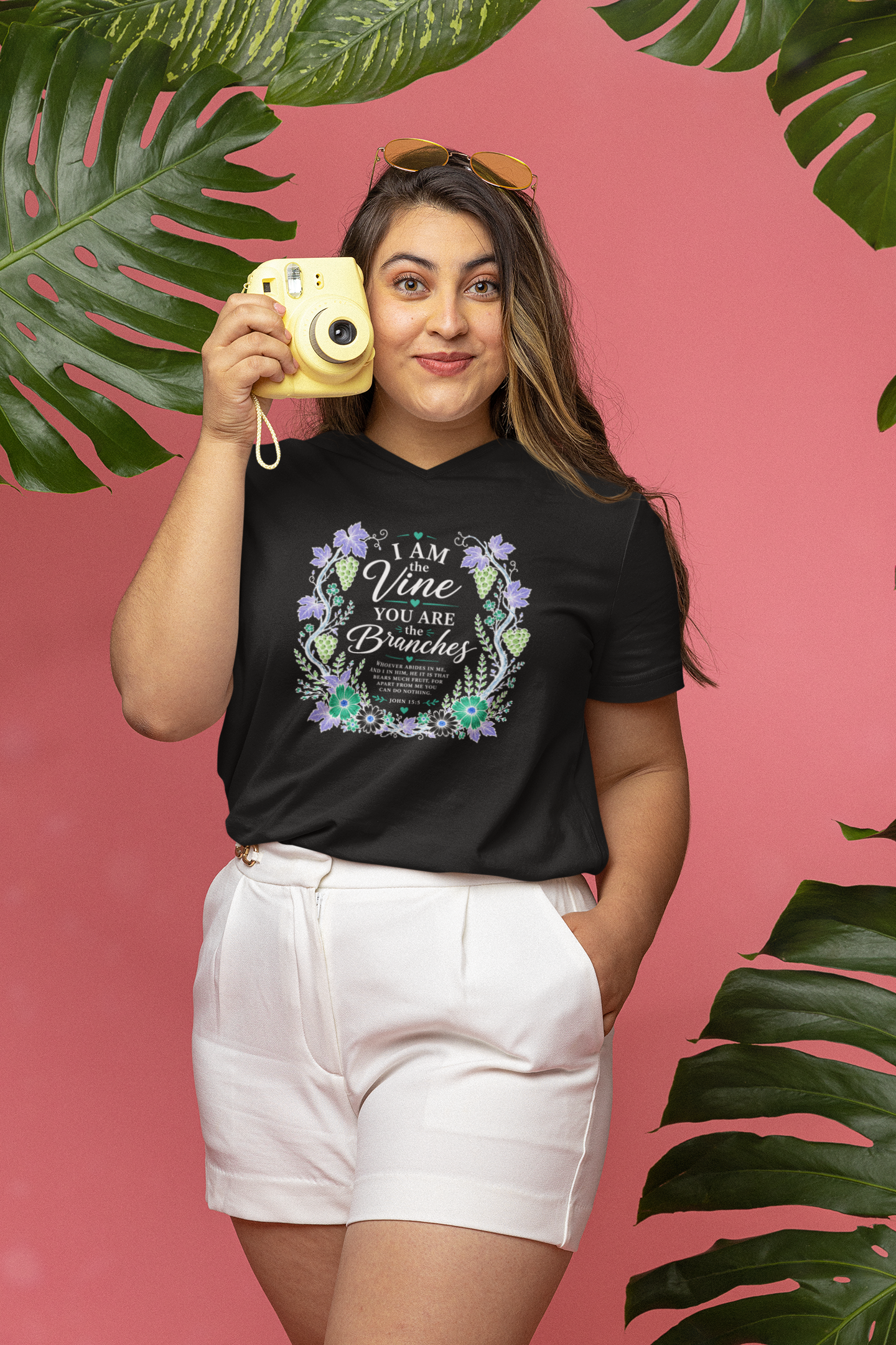 I Am the Vine You Are the Branches T-Shirt | Floral Vine Scripture Tee