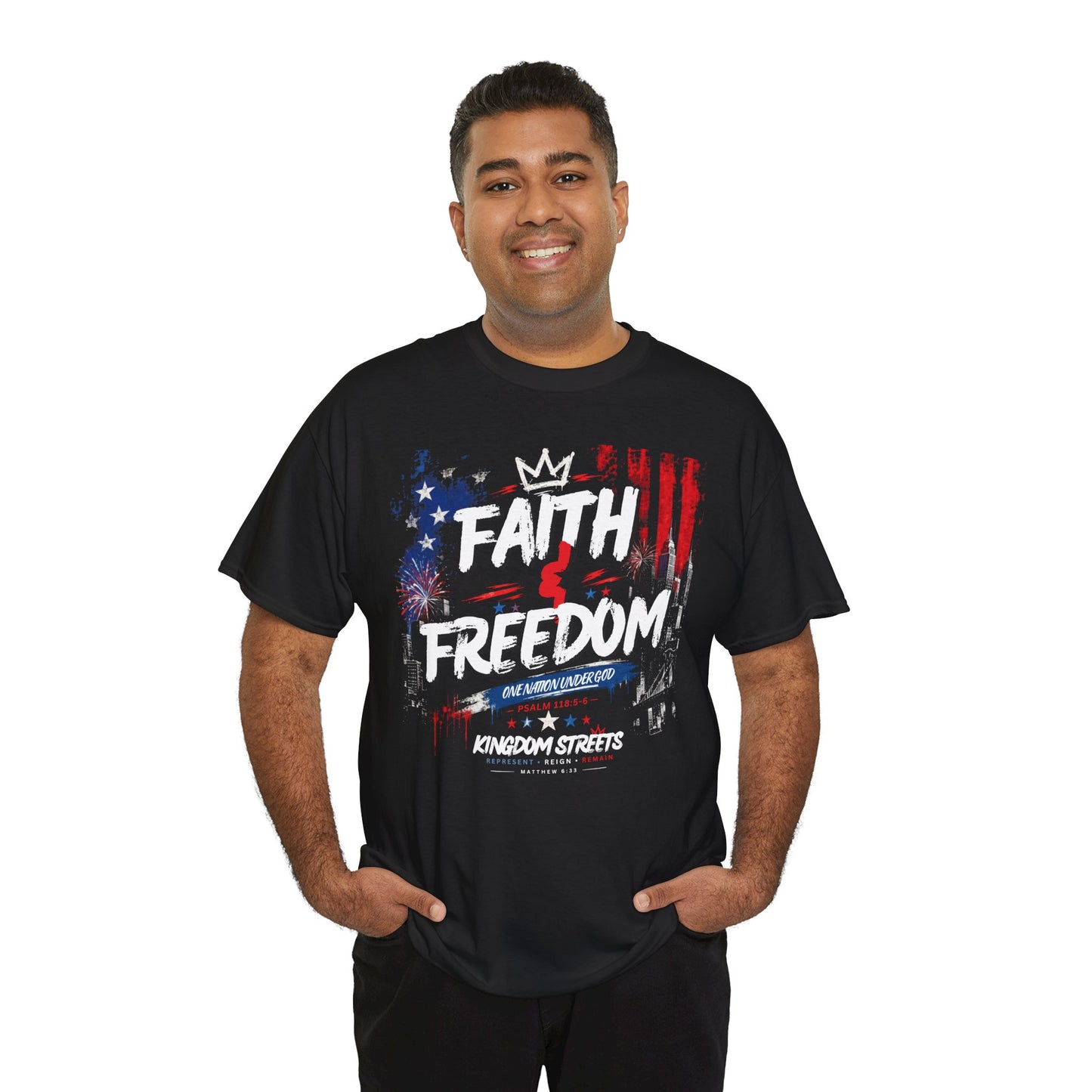 Faith & Freedom T-Shirt — Patriotic Christian Graphic Tee (Kingdom Streets)