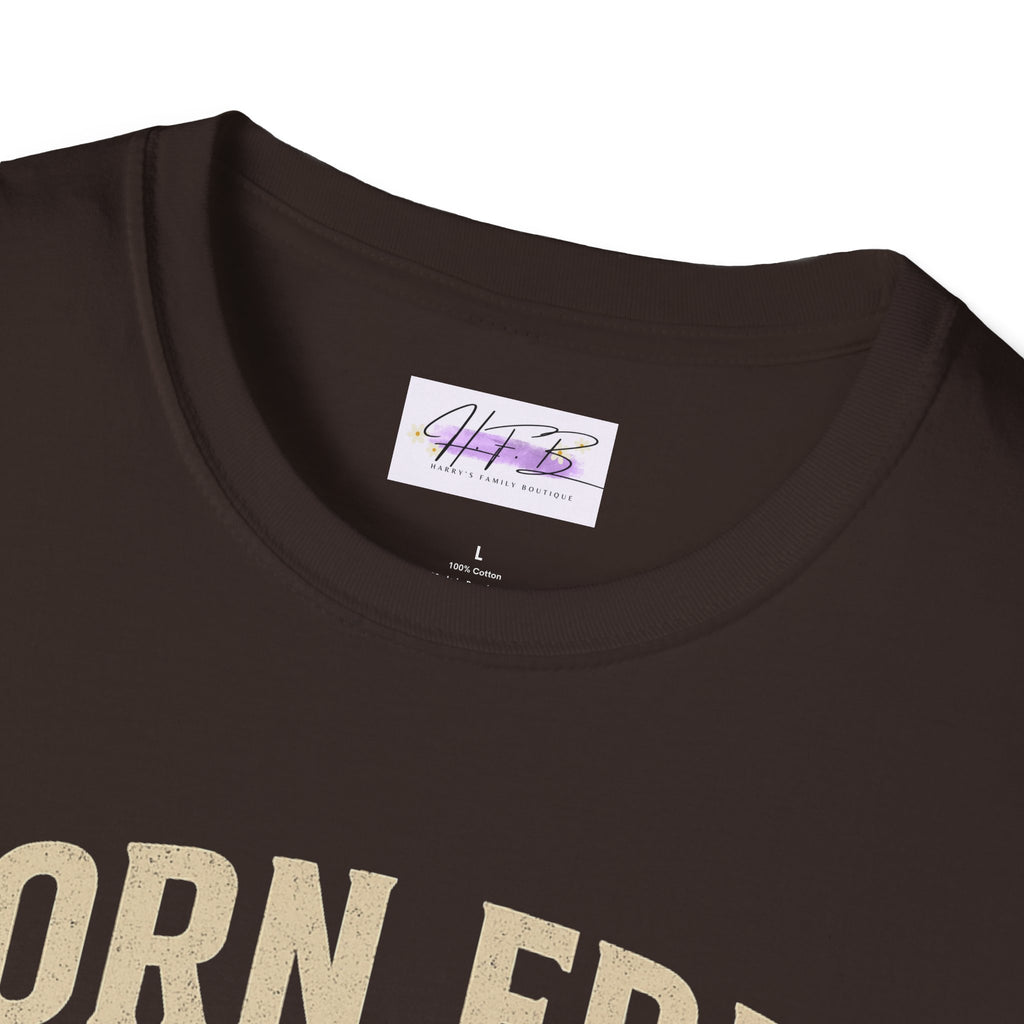 Born Free, Born Again Eagle Unisex Softstyle T-Shirt, Patriotic Graphic Tee for Independence Day, Memorial Day, Labor Day, Casual Wear, Gift