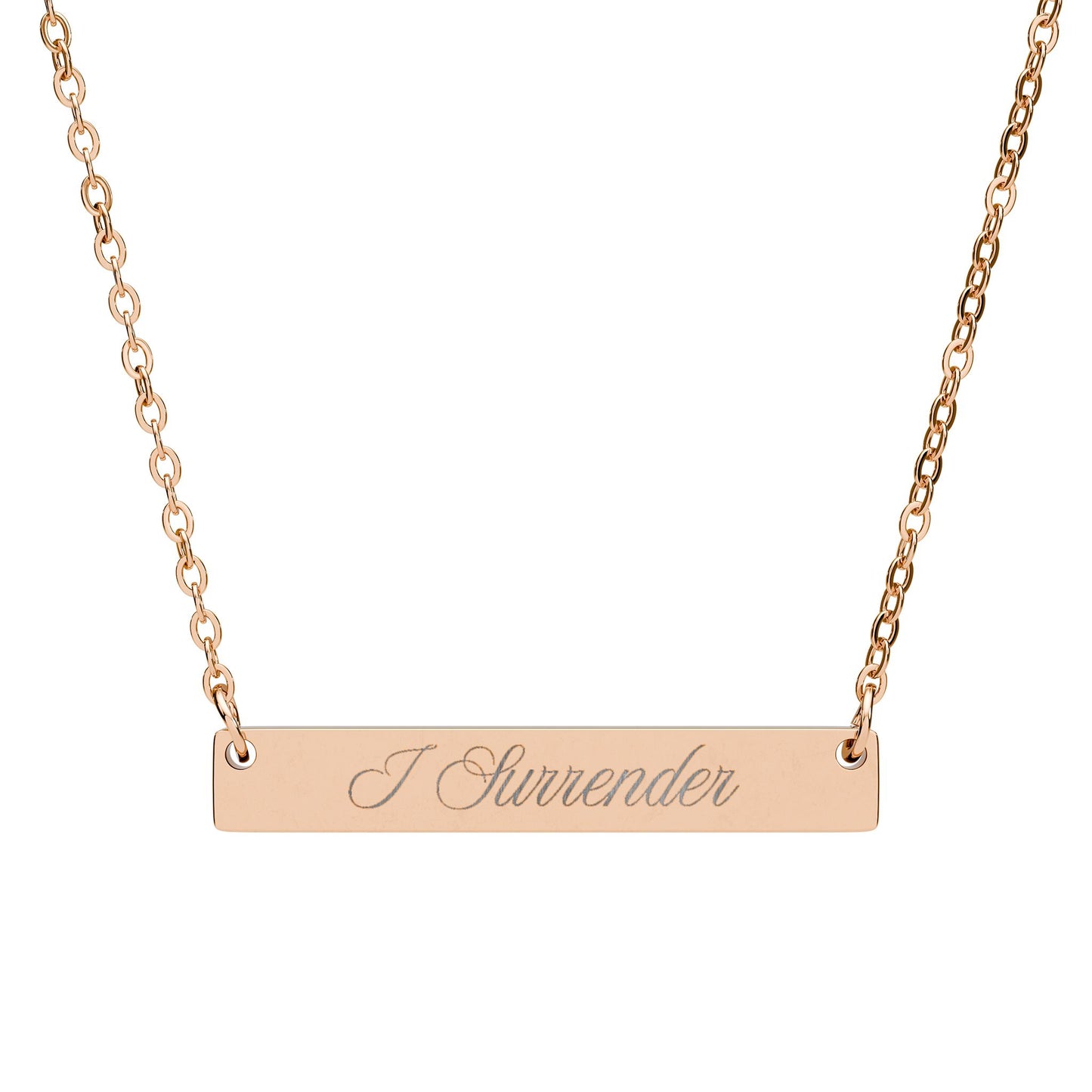 Engraved Horizontal Bar Necklace | "I Surrender" Bar Necklace