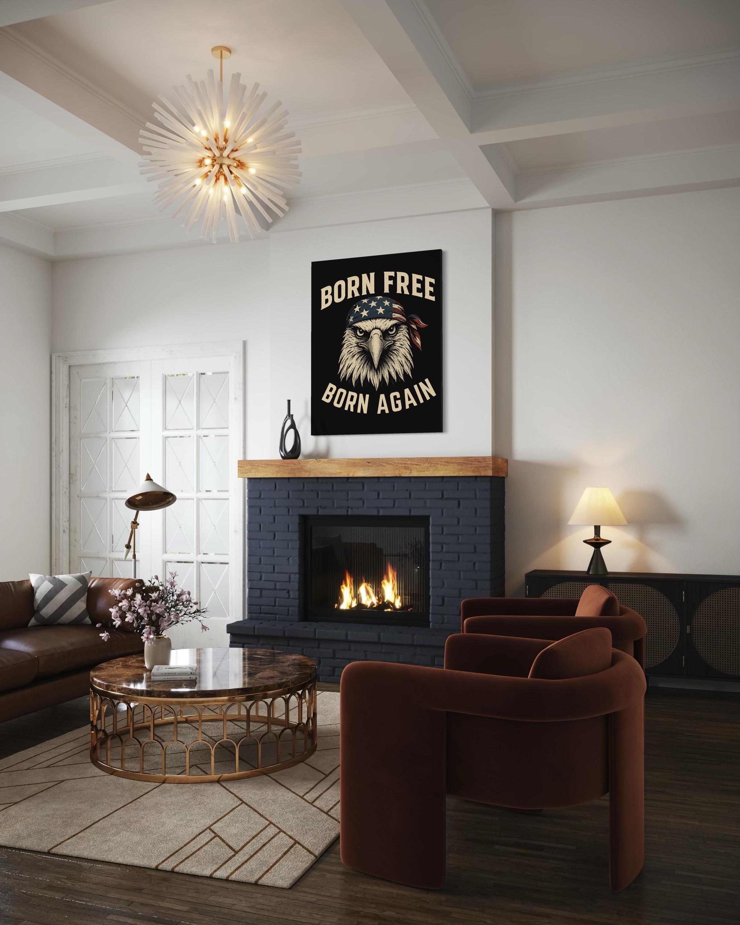 Born Free Born Again Eagle Shirt | Patriotic Christian T-Shirt | Bald Eagle Bandana USA Flag | 4th of July Shirt | Faith and Freedom Tee