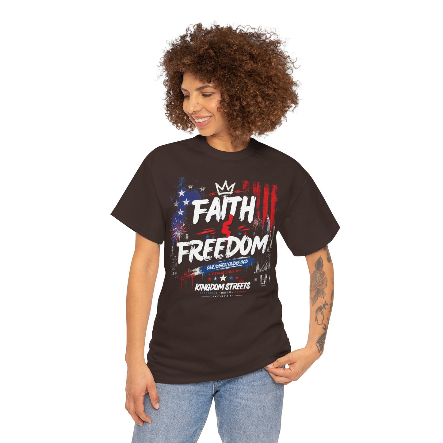 Faith & Freedom T-Shirt — Patriotic Christian Graphic Tee (Kingdom Streets)