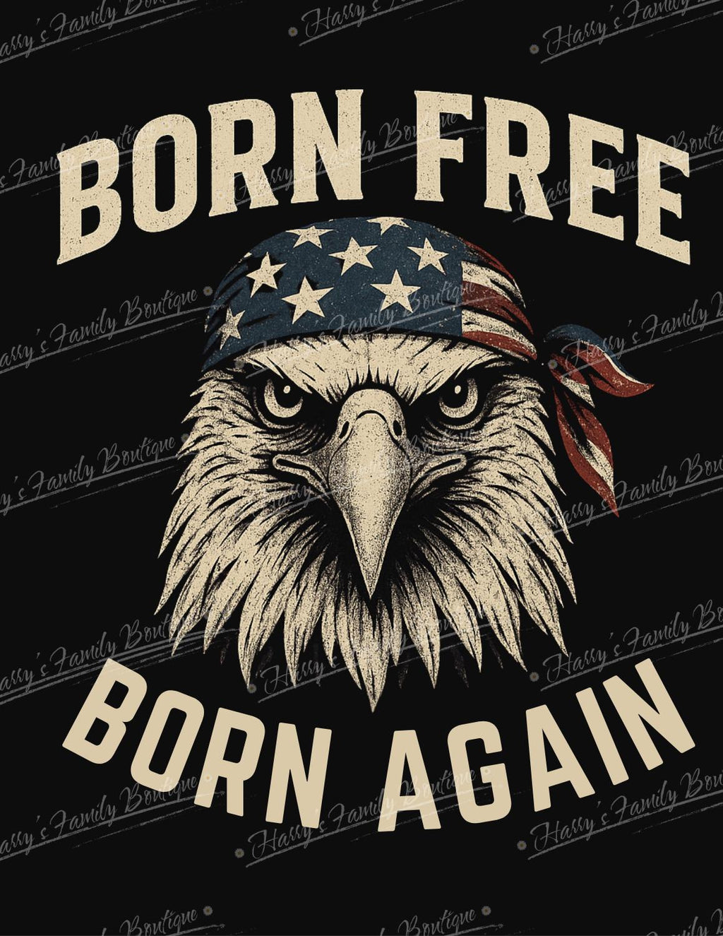 Born Free Born Again Eagle Shirt | Patriotic Christian T-Shirt | Bald Eagle Bandana USA Flag | 4th of July Shirt | Faith and Freedom Tee
