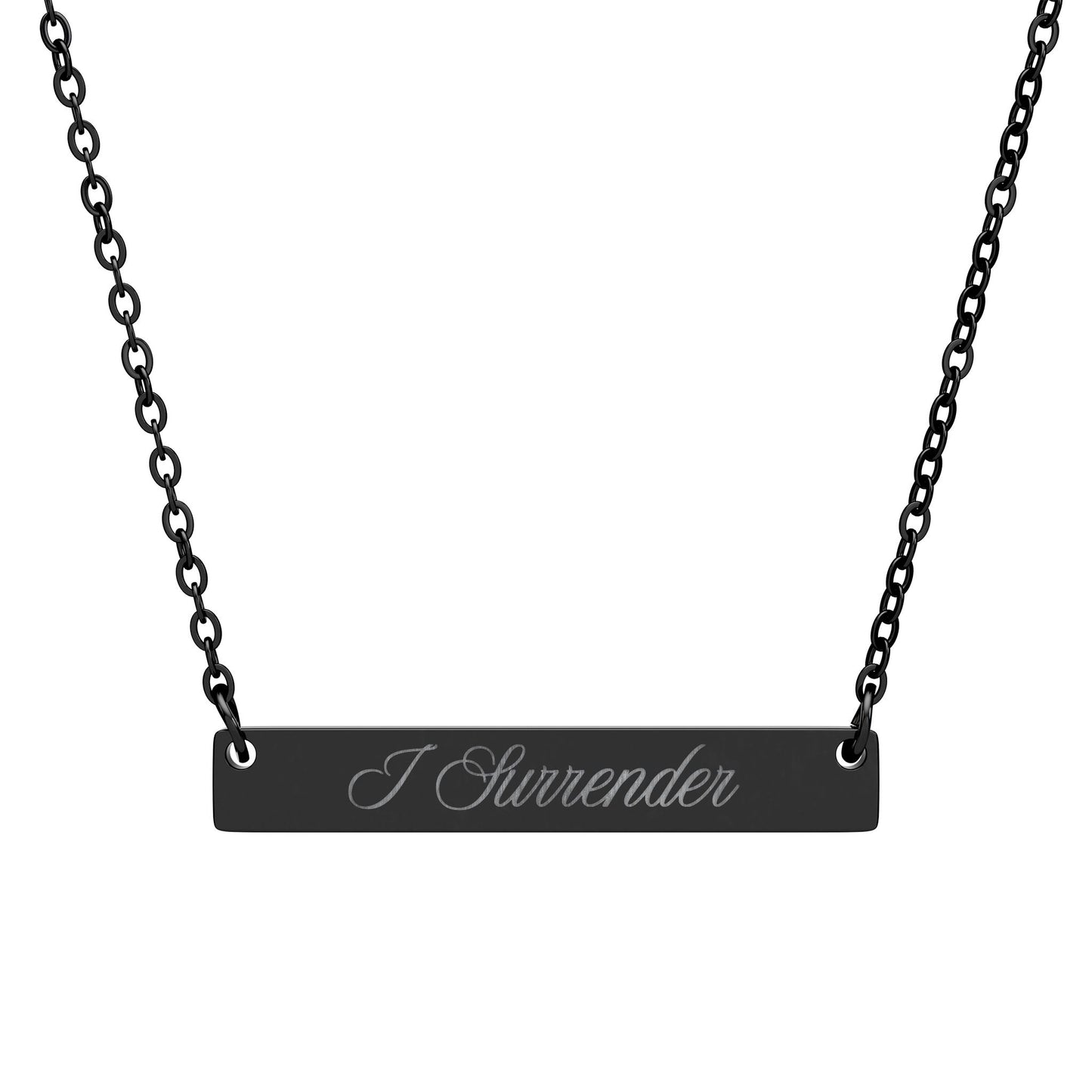 Engraved Horizontal Bar Necklace | "I Surrender" Bar Necklace