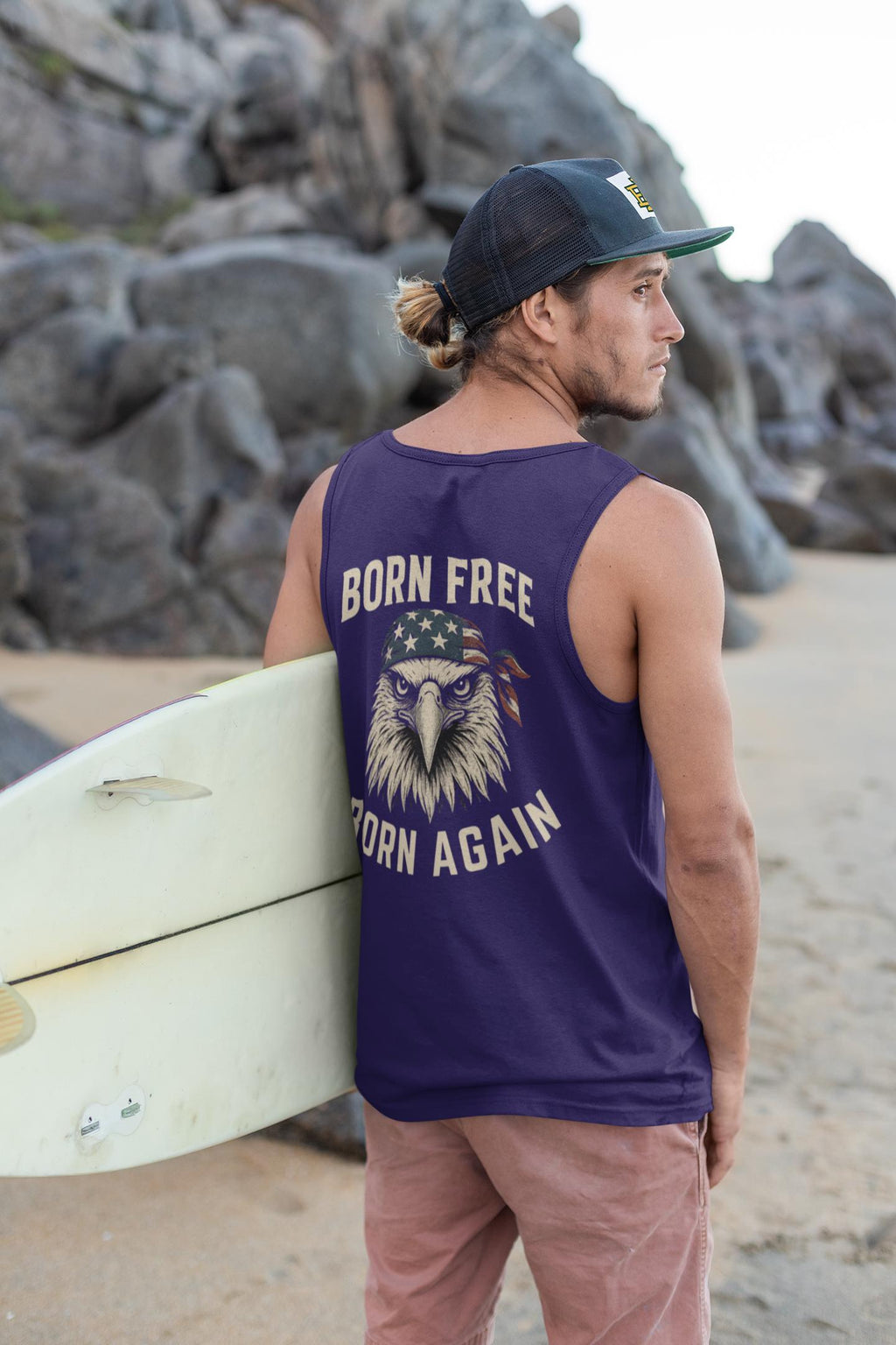 Born Free Born Again Eagle Shirt | Patriotic Christian T-Shirt | Bald Eagle Bandana USA Flag | 4th of July Shirt | Faith and Freedom Tee