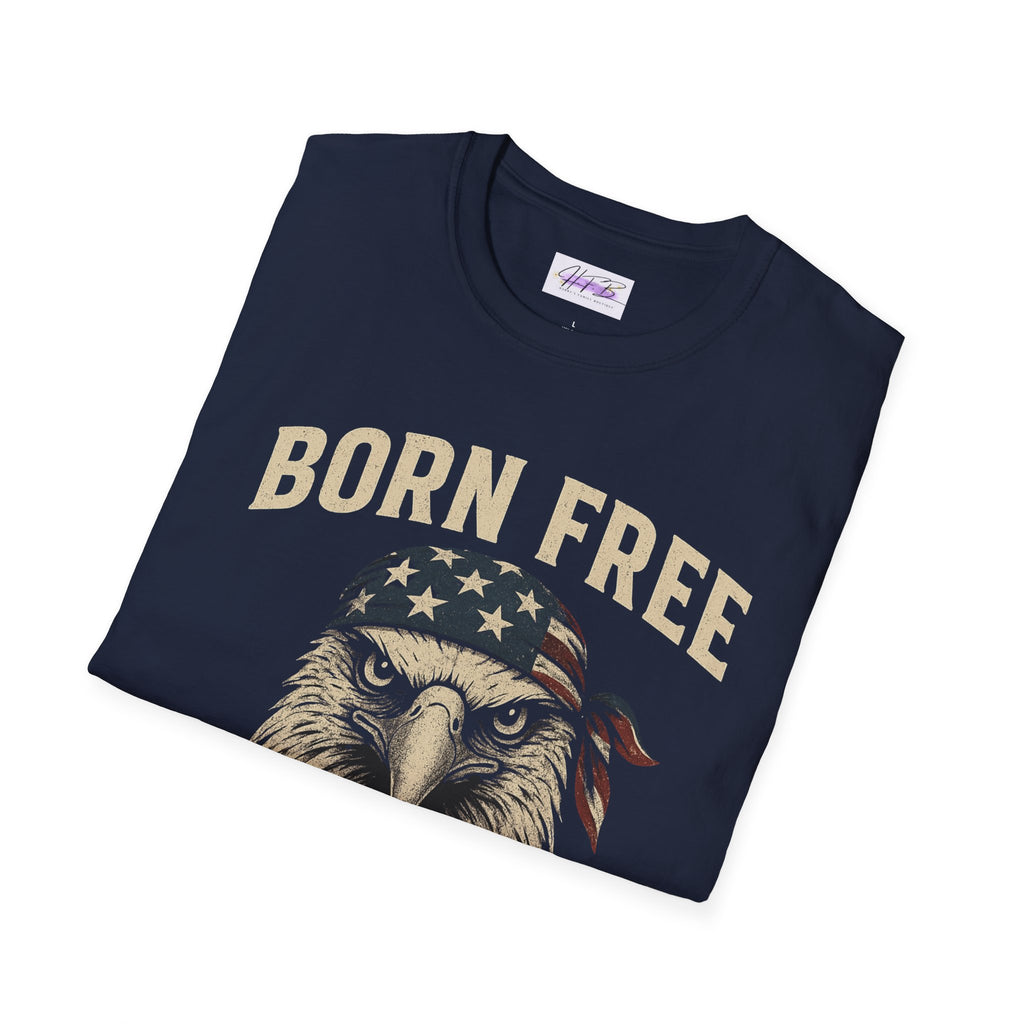 Born Free, Born Again Eagle Unisex Softstyle T-Shirt, Patriotic Graphic Tee for Independence Day, Memorial Day, Labor Day, Casual Wear, Gift