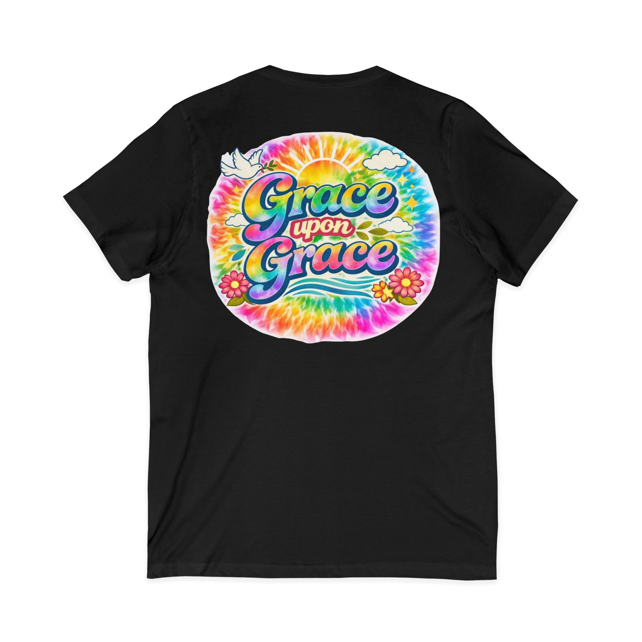 Grace Upon Grace tie dye graphic tee | V-neck T-Shirt