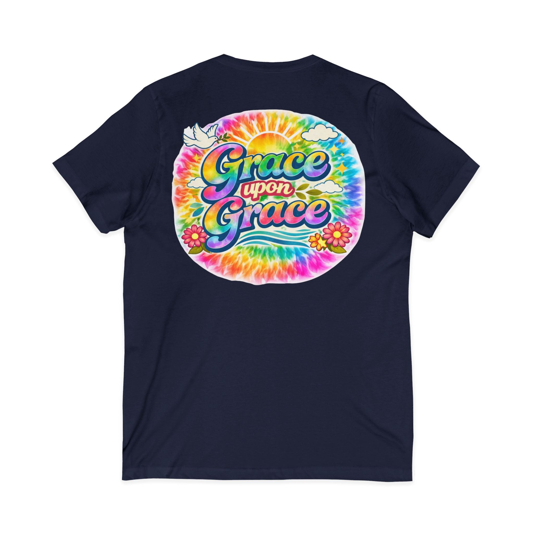 Grace Upon Grace tie dye graphic tee | V-neck T-Shirt