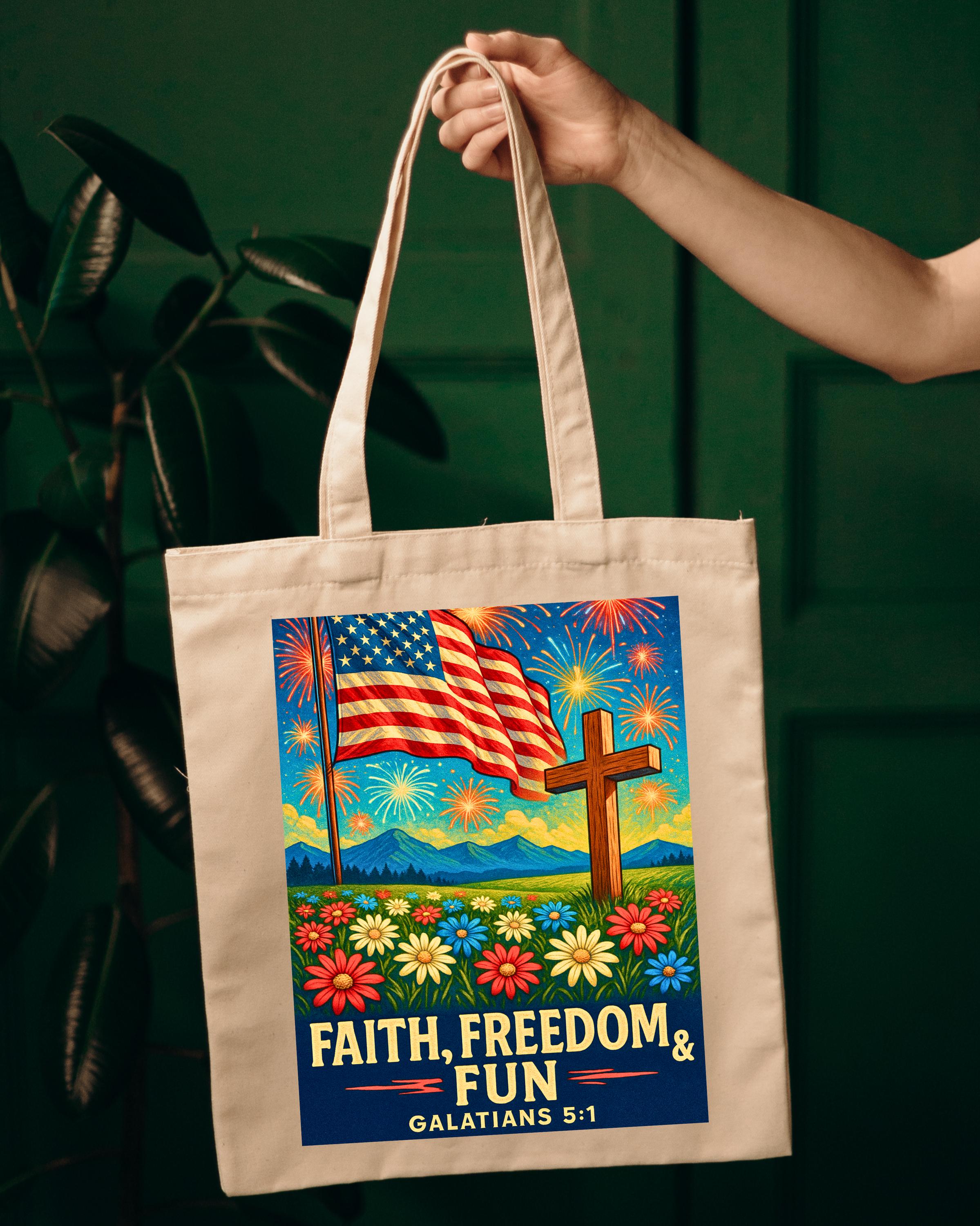 Patriotic Faith Digital Download | American Flag Fireworks Cross Art | Galatians 5:1 Printable | 4th of July Shirt or Tote Design | Christia